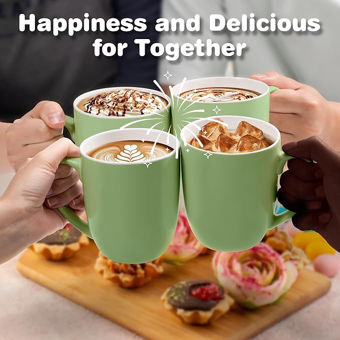 Urbanstrive 16 oz Large Coffee Mug with Handle Tea Cup Novelty Coffee Cup for Men Women Office Work, Mint Green