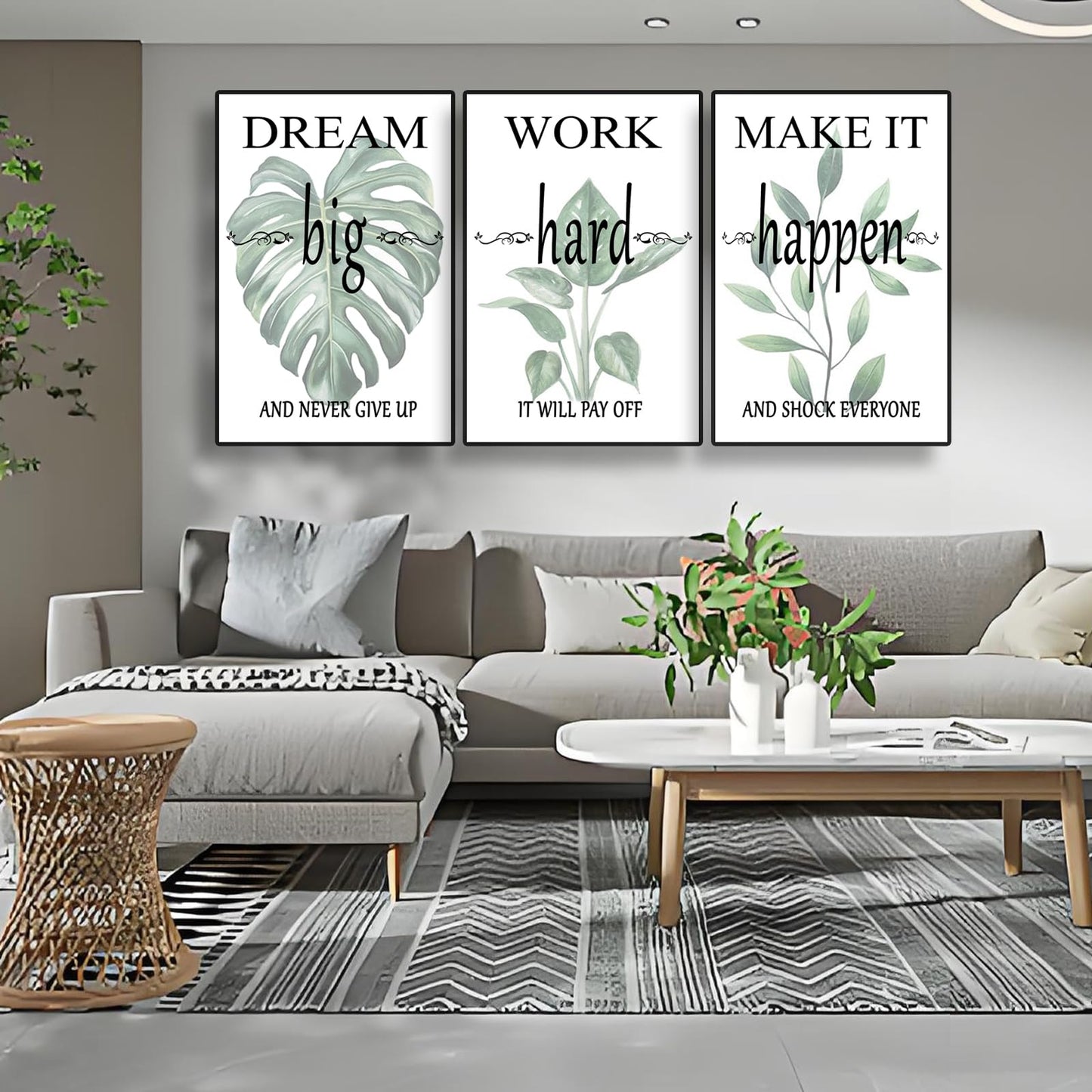 Pormipone 3Pcs Motivational Office Wall Decor Inspirational Canvas Wall Art,Quotes from Successful Entrepreneurs Wall Art Poster Canvas Print for Living Room Bedroom Study Office Home Decoration