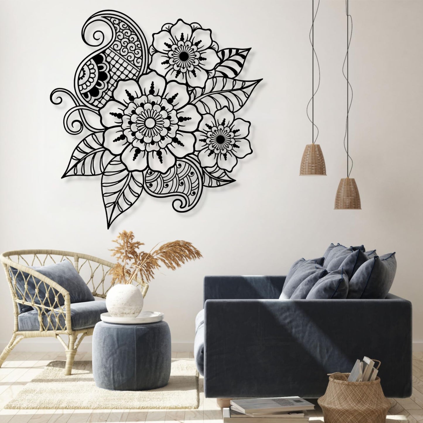 Large Metal Mandala Wall Art, Metal Mandala Wall Art, Mandala Wall Art, Boho Wall Decor, Black Metal Wall Art, Housewarming Gift, Office Decor (Gold, 40.5x39.3"/103x100cm)