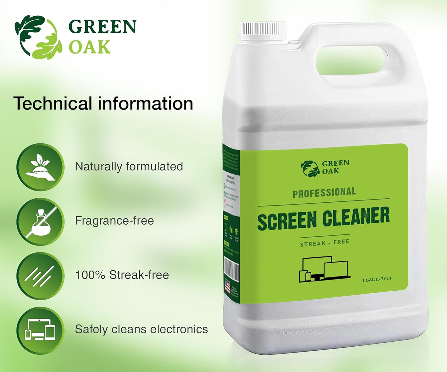 (1 Green Oak Screen Cleaner Refill Professional Screen Cleaner Spray - Best for LCD & LED TV, Tablet, Computer Monitor