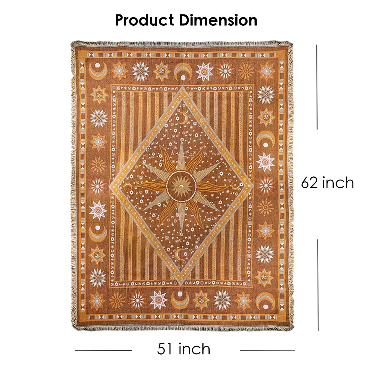 TOFUNTOY Boho Throw Blanket for Couch Sofa Bed, Decorative Throw Blanket with Tassels, 50"x60" Bohemian Woven Cover for Home Living Room Bedroom Indoor Outdoor Picnic