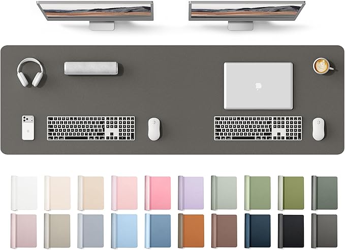 YSAGi Leather Desk Protector, Office Mat, Large Mouse Mat, Non-Slip PU Leather Blotter, Laptop Desk Mat, Waterproof Writing Pad for Office and Home(Dark Grey, 63" x 17.2")