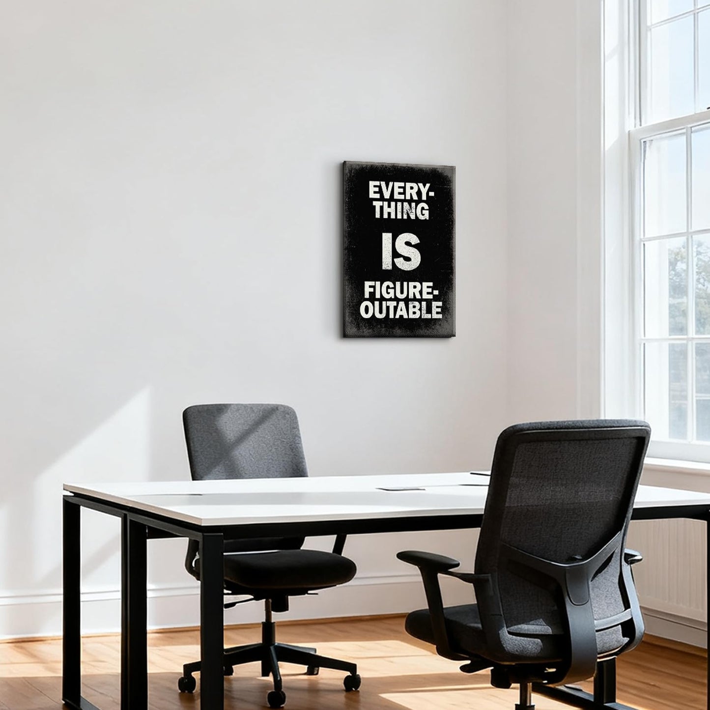 KUCGONHOS Everything Is Figureoutable Wall Art Inspirational Quote Wall Decor Positive Affirmation Canvas Prints Motivational Office Posters Pictures Paintings for Home Office Ready To Hang 12x16in
