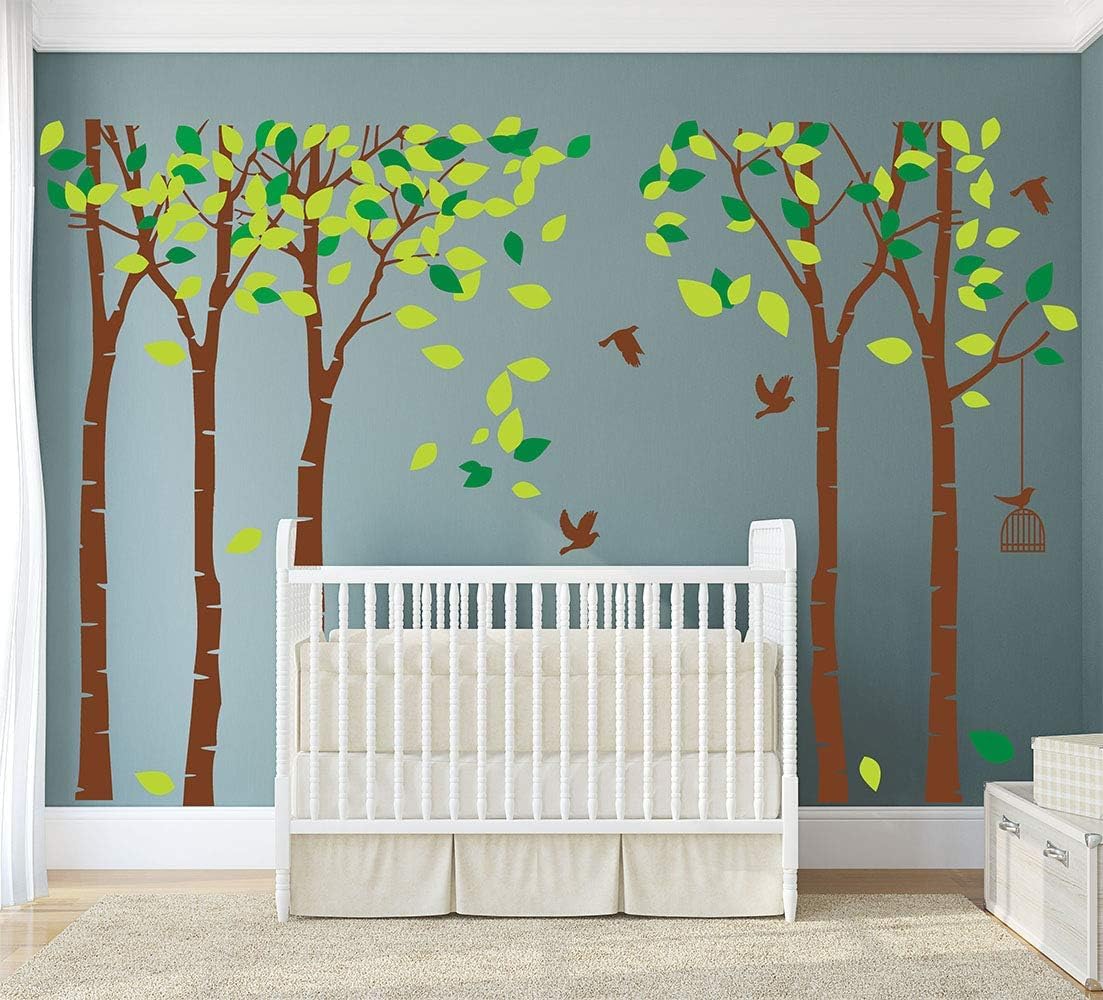 Giant Jungle Tree Wall Decal Tree Wall Sticker Removable Vinyl Sticker Mural Art Room Nursery Bedroom Living Room Decoration (103.9x70.9)