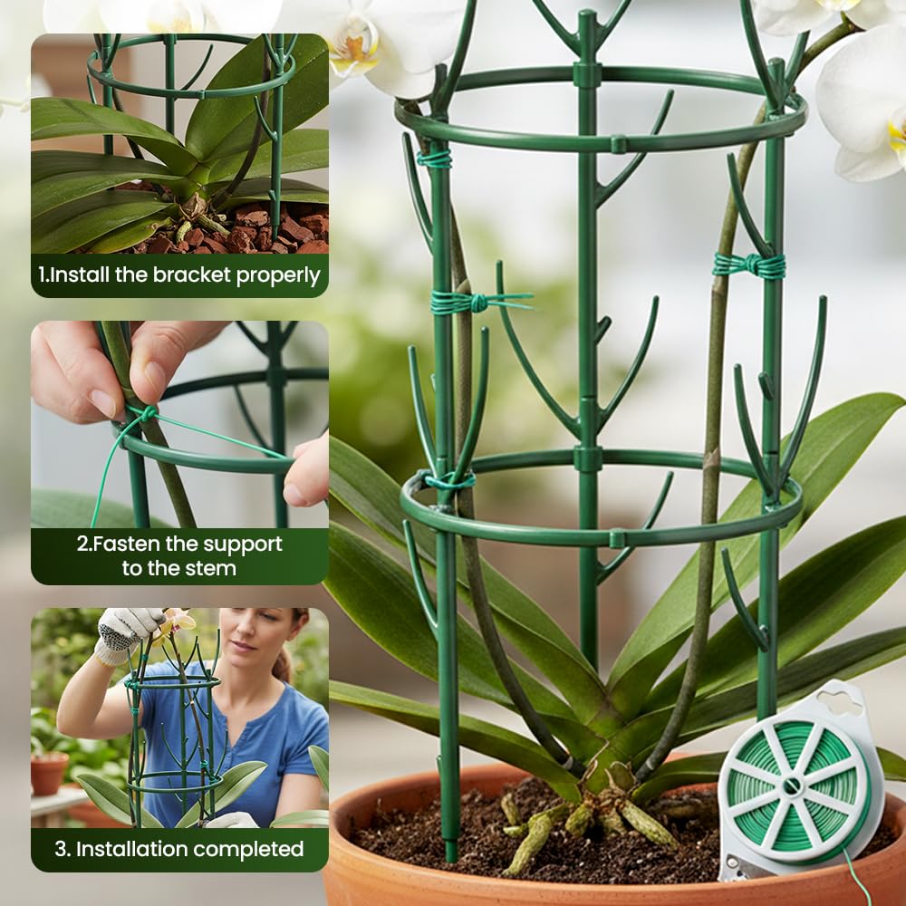 Plant Support Stakes, 12 Pack Plant Stakes for Indoor Plants, Stackable 4 Tier Durable Trellis Garden Poles for Outdoor Gardening, Plant Support Structures for Monstera Climbing Plants (Green-12Pack)