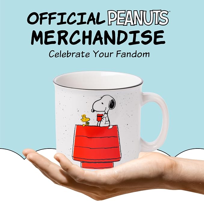 Silver Buffalo Peanuts Snoopy and Woodstock Get Cozy Ceramic Camper Mug, 20 Ounces (Pack of 12)