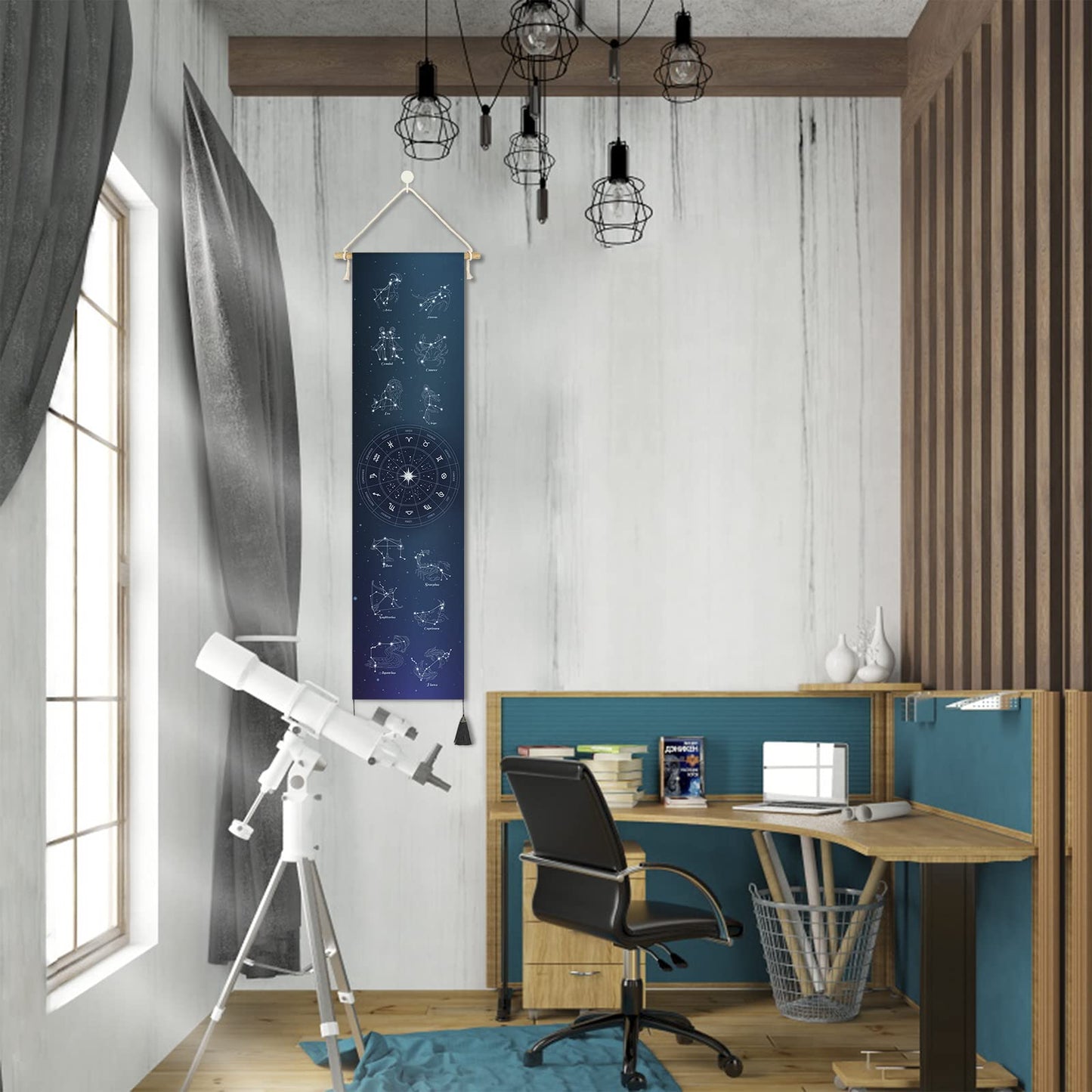 Hanging Poster Canvas Wall Art Banner 12 Constellation Stars, Zodiac Tapestry Astrology Tapestry symbols for Wall Decor Wall Hanging Tapestry Decoration For Home,Office,Room (13''x 56''/33x142cm)