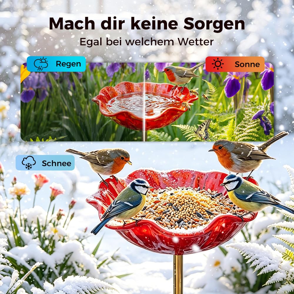 Handmade Metal Flower Garden Stake, 2026 New Handmade Flower Garden Stakes Bird Bath, Hold Water Suitable for Gardens, Patios, Lawns, Backyard Decor and Outdoor Landscaping Use (B)
