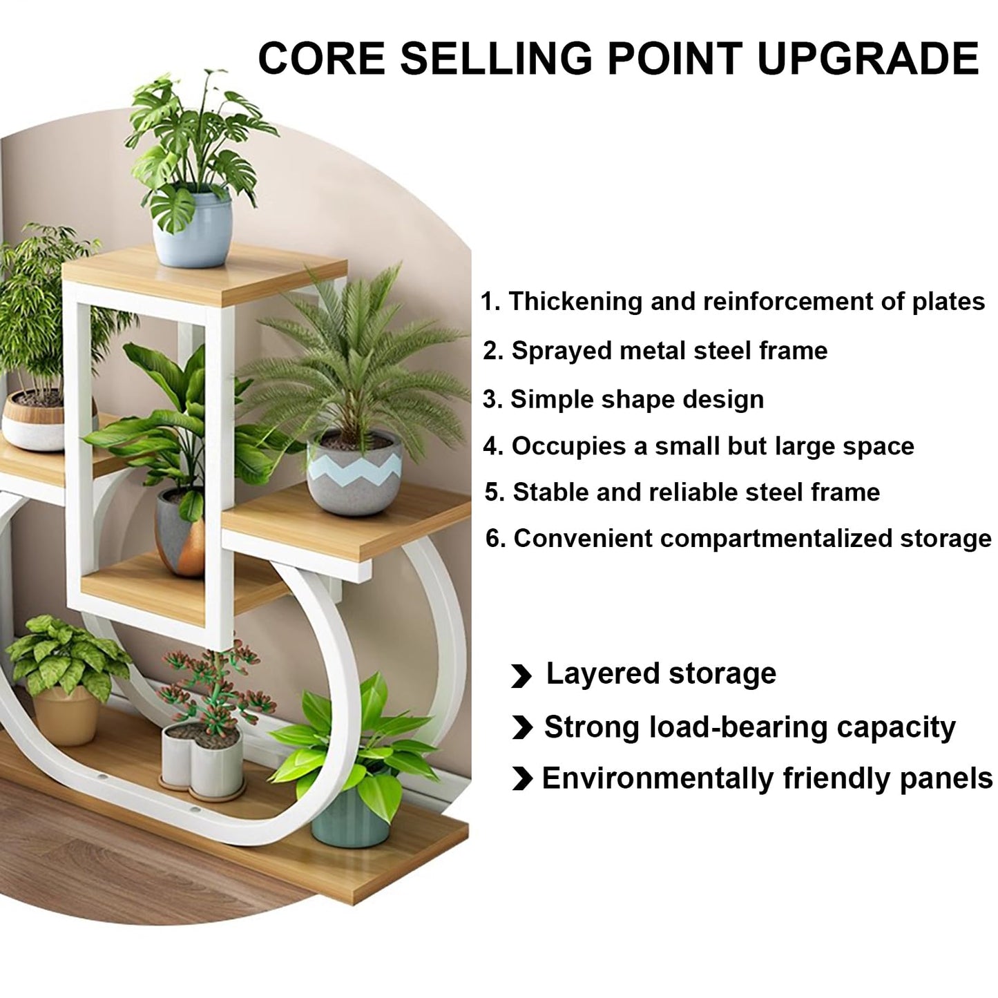 DJVHSRI 4-Tier Iron Flower Stand - Heart-Shaped Indoor Plant Display Rack Corner Storage for Garden Balcony and Courtyard - Stylish Metal Flower Pot Holder,8