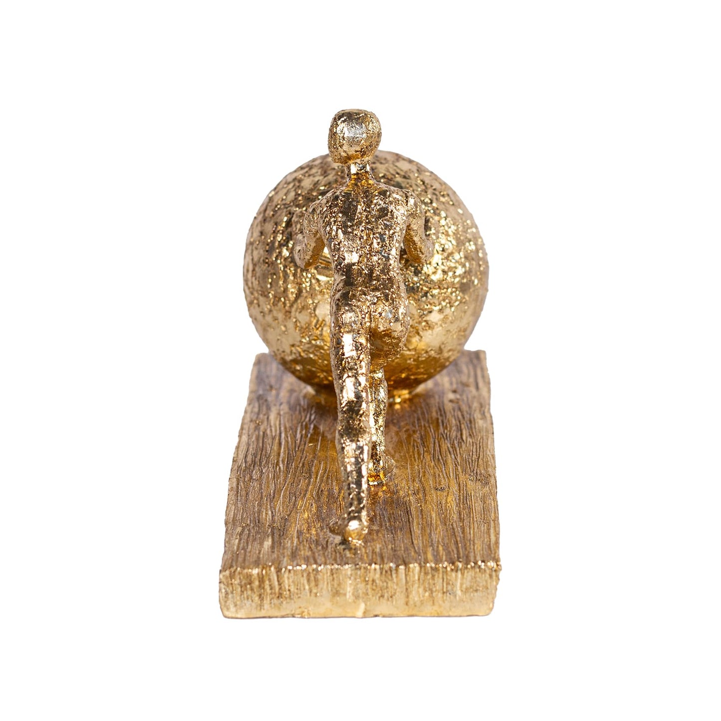 Hebdids Man with Sphere Iron Statue Metal Sculpture Sportsman Art Metal Ornament Figurine Home and Office Decor （Golden）