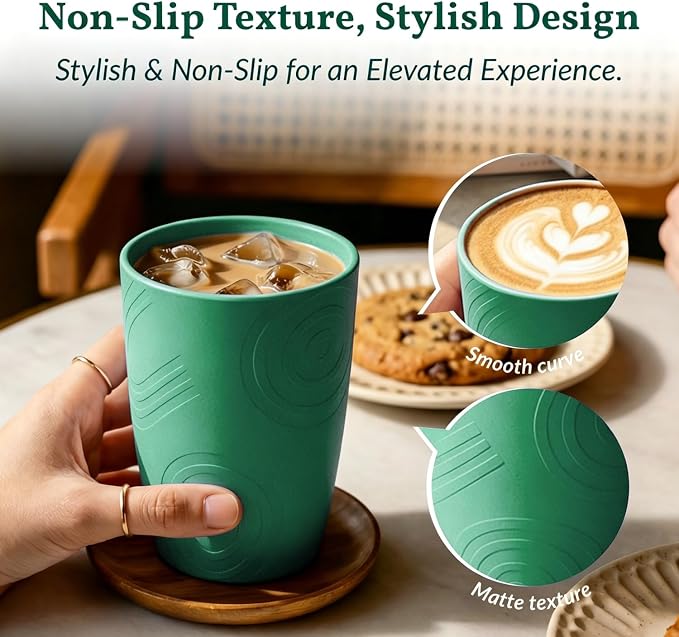Homienly Cups for Drinking 12oz Daily Use Cups Dishwasher Safe Plastic Cups Alternative Stackable and Lightweight Reusable cups for Family Use-Forest Series