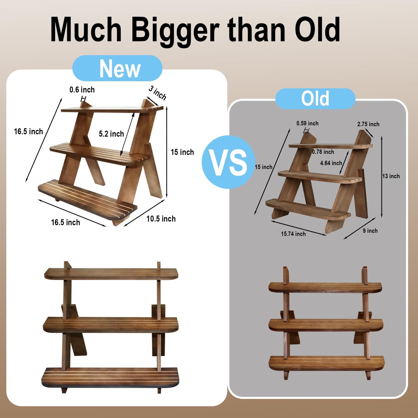 WHEARTED Wooden Display Stand, Tiered Cupcake Stand, 3 Tier Display Stand Riser, Rustic Risers Dessert Table Display Shelf Spice Rack Organizer Holder, Cologne Stand Perfume Organizer Stand