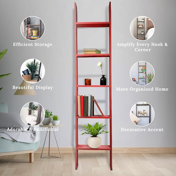 BARNWOODUSA Throw Blanket Ladder – Fully Assembled Reclaimed Wood – Rustic Decorative Ladder for Towels, Quilts, & More – Perfect Farmhouse Decor for Bathroom, Porch, or Living Room,5ft.