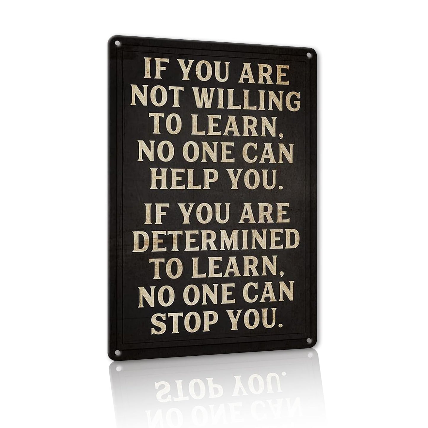 8x12 Inches Framed Motivational Wall Art - 'Learning Determination' Quote for Home and Office Decor