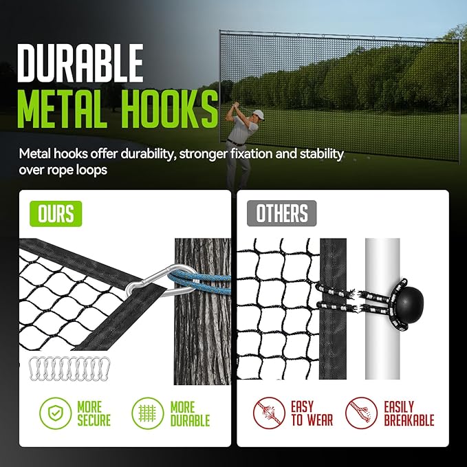Golf Net, 10x20ft Golf Practice Net with Carry Bag, Double Finished Seam, Durable and Portable, Hitting Net for Backyard, Multiple Sports Net Barrier Net Indoor Outdoor Use