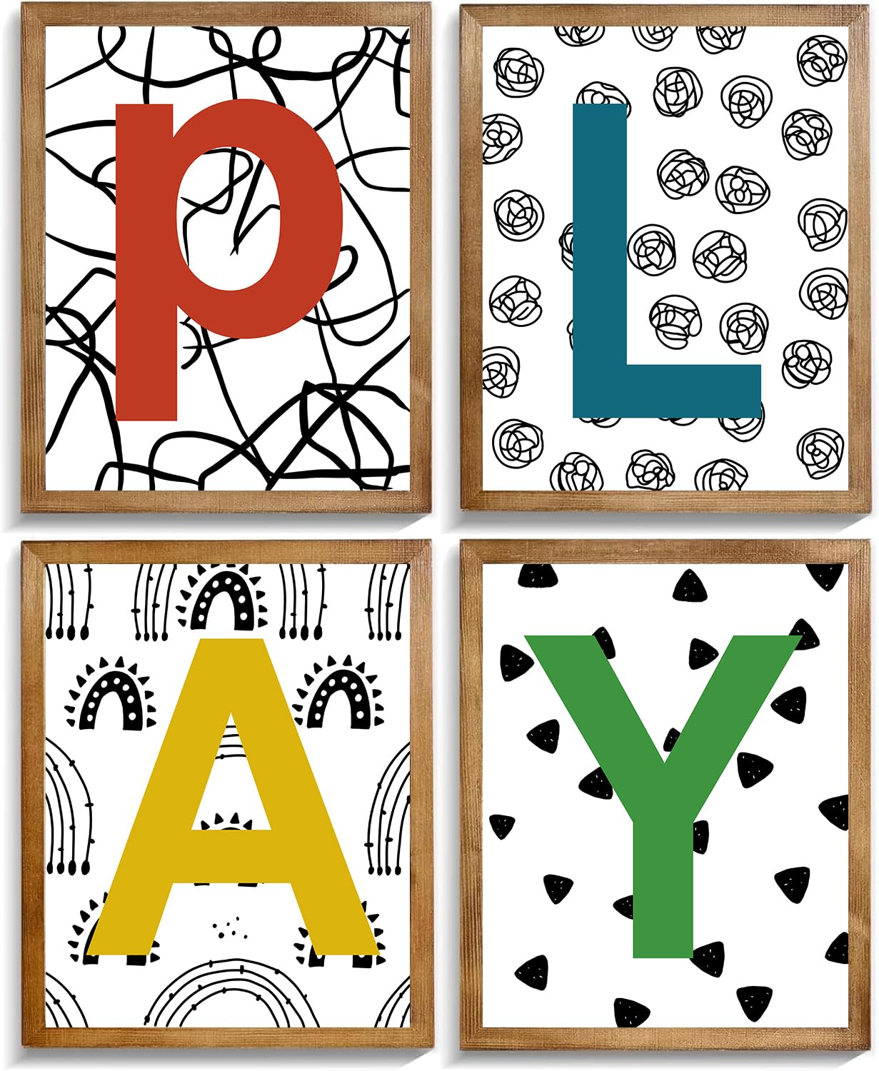XUCVSPANTING Playroom Sign Nursery Wall Prints Boho Play Room Sign Canvas Posters for Nursery Bedroom Kids Room Decor Reading Corner Decorations,Set of 4(8"x10"inch,Unframed).