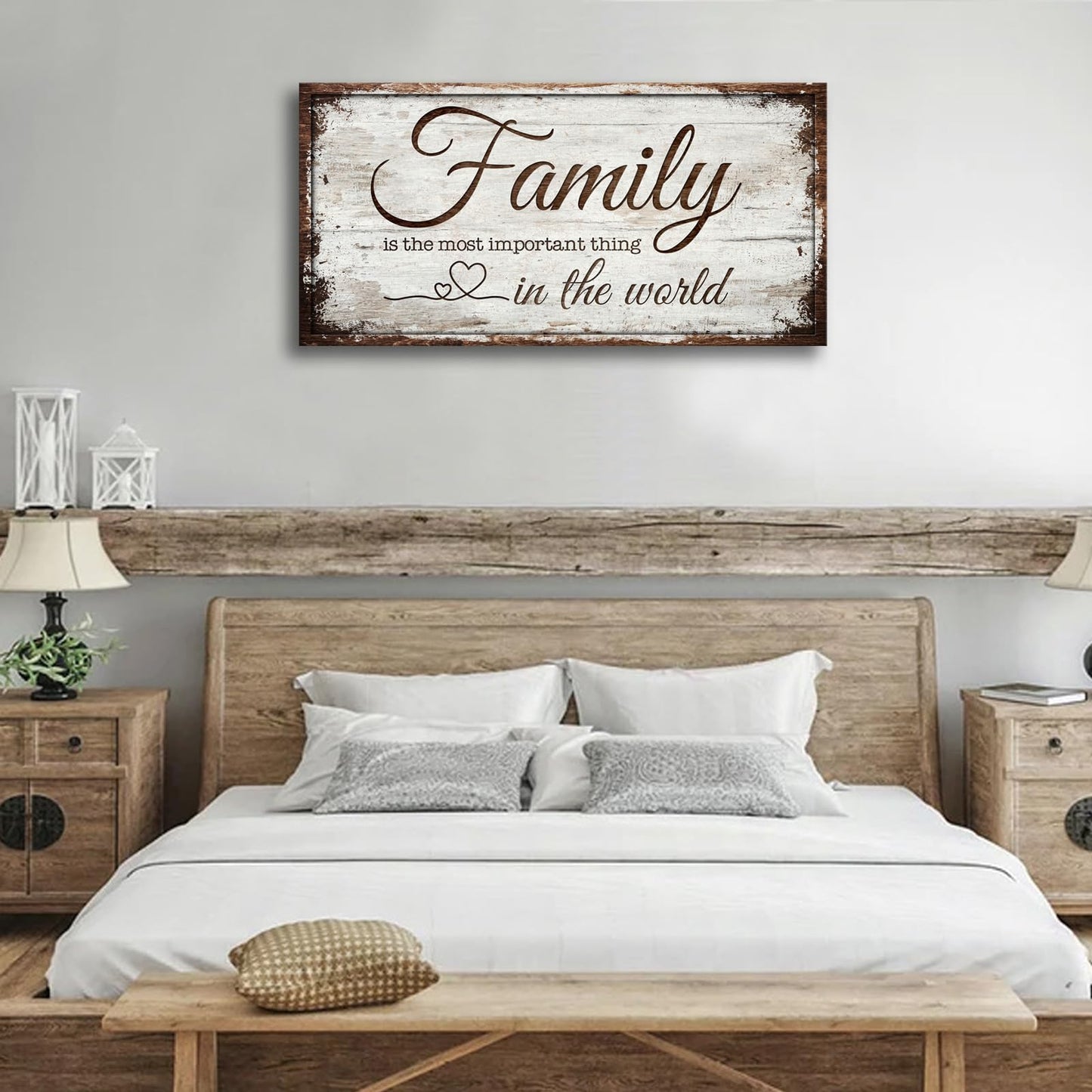 Family is Important Quotes Canvas Wall Art for Living Room|Wall Art|Family Prints Signs Framed|Wall Decor|Retro Picture Painting Artwork for Bedroom,Dining Room,Farmhouse,Home Wall Decoration,Ready to Hang 20"x40"