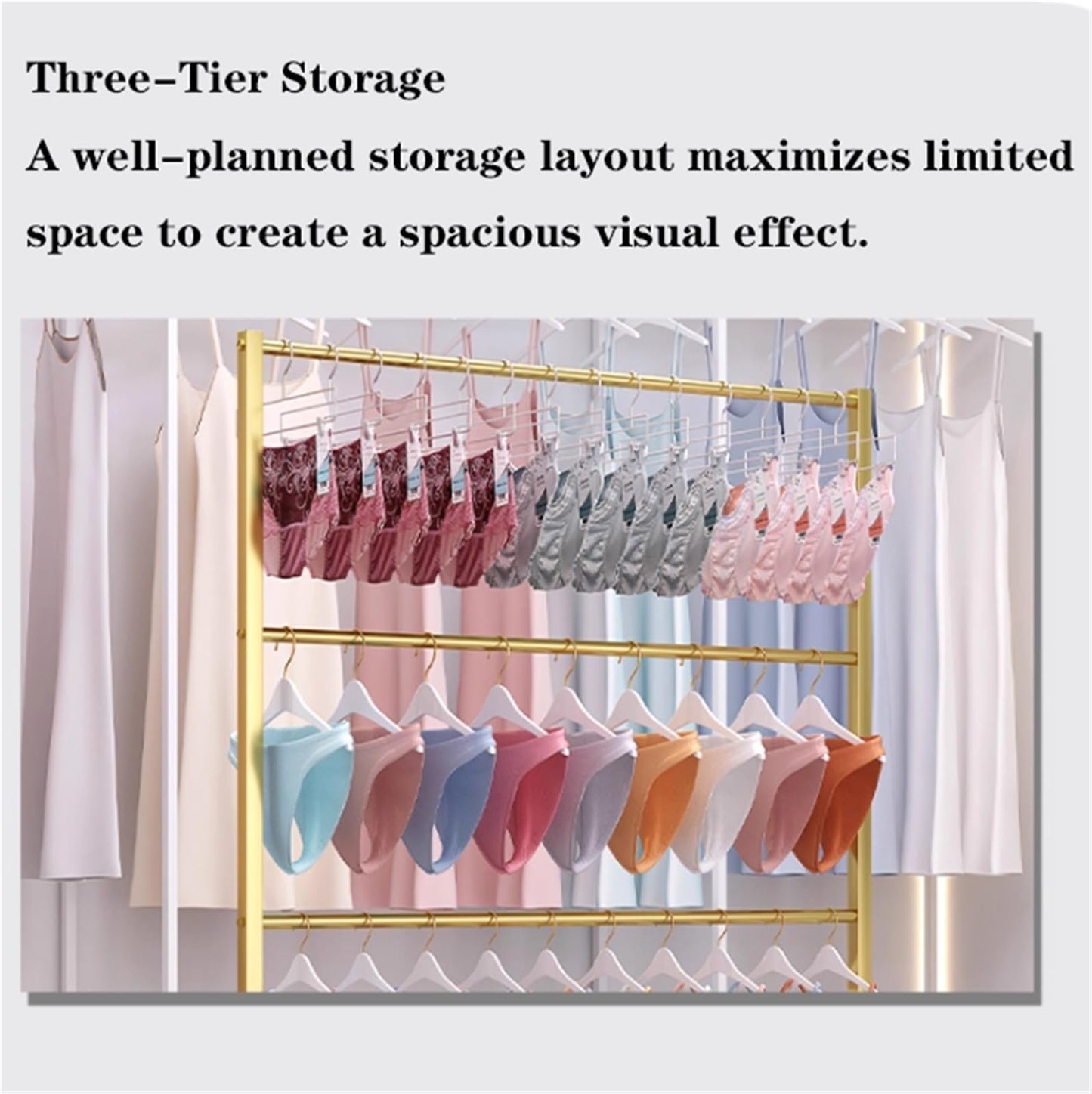 Lingerie Bra Rack Swimsuit Organizer Hanger, Anti-Slip, Underwear Display Stand with Wheels, Commercial Clothing Store Shelf, for Shorts,Hats, Sock, 3 Tier(White,80 * 40 * 130cm)