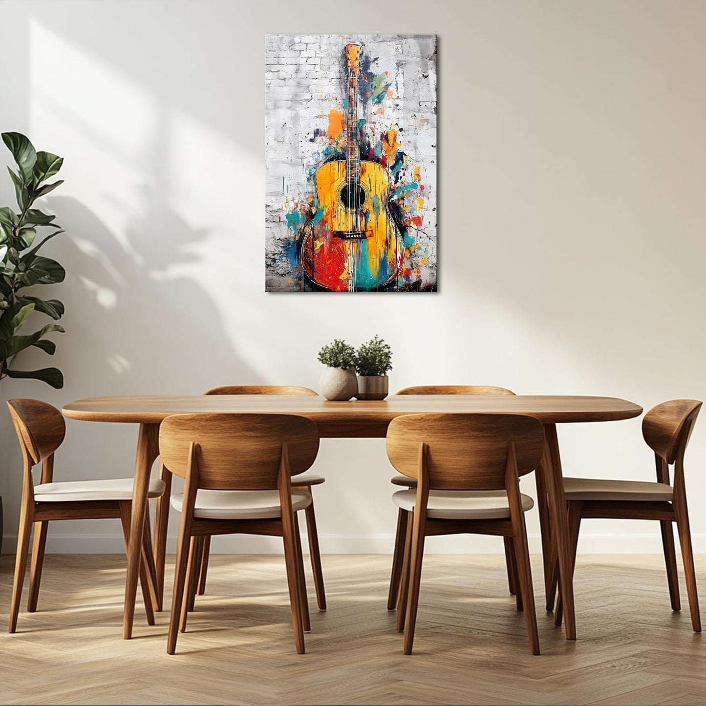 Kalormore Abstract Music Wall Art Vertical Guitar Poster Print Gallery Canvas Framed Ready to Hang 24"x36"