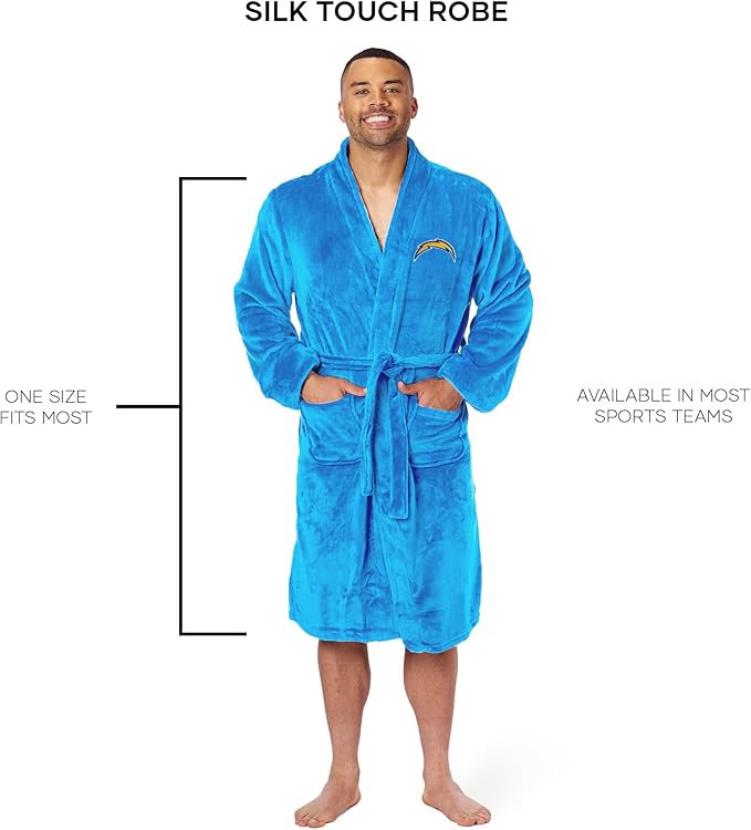 NFL Adult Unisex Silk Touch Bathrobe, Officially Licensed Loungewear, Soft Plush Polyester