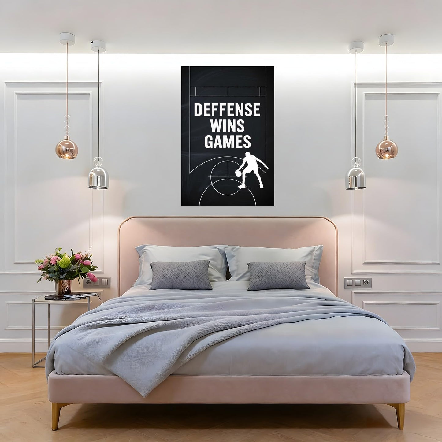 Defense Wins Games Basketball Motivation Poster Minimalist Inspirational Wall Art For Athletes And Teams Printing Posters Unframe-style 08x12inch(20x30cm)