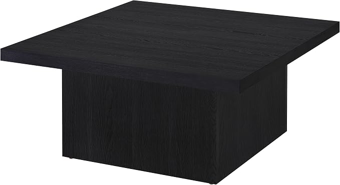 Coaster Home Furnishings - Devar - Wood - Square Coffee Table with Pedestal Base, Geometric Design and Contemporary Style - Living Room - Black - 706408
