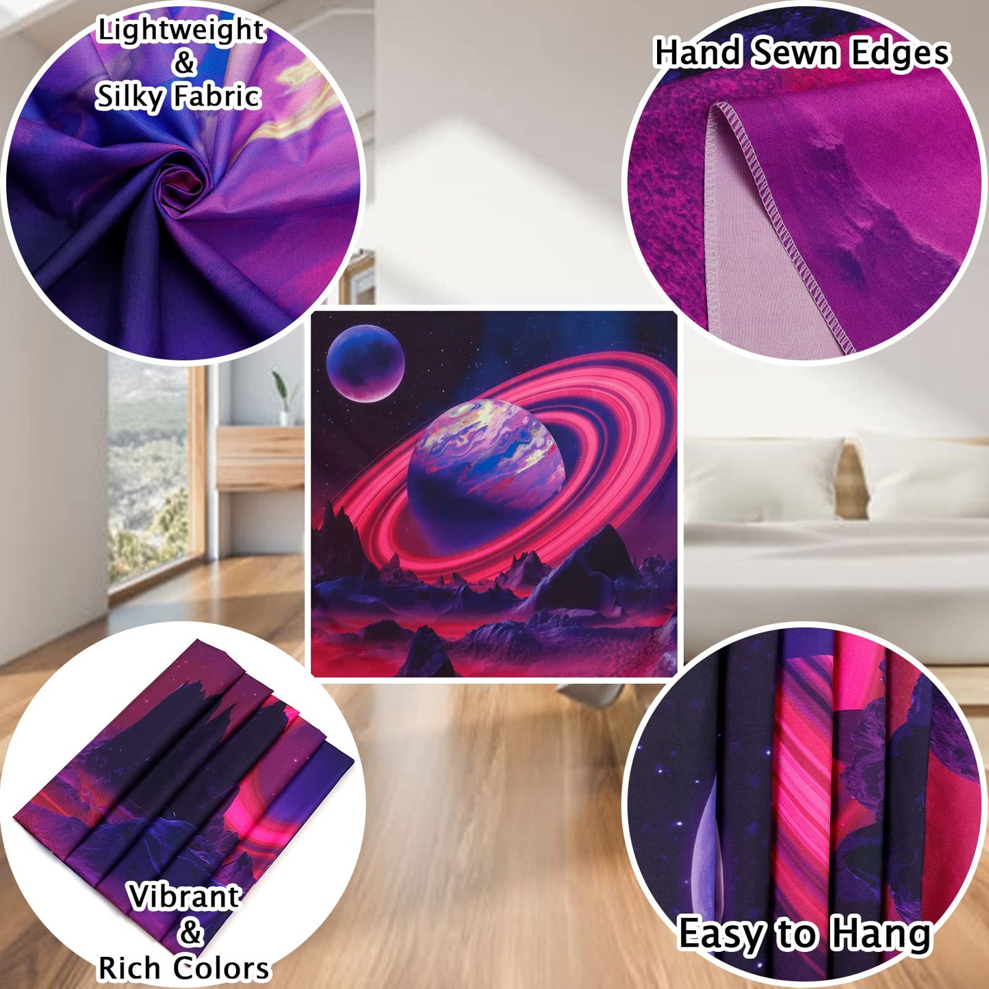 Leofanger Blacklight Trippy Planet Tapestry UV Reactive Mountain Wall Tapestries Galaxy Space Tapestry Starry Night Sky Tapestries Wall Hanging for Home Decor(51.2"x59.1")
