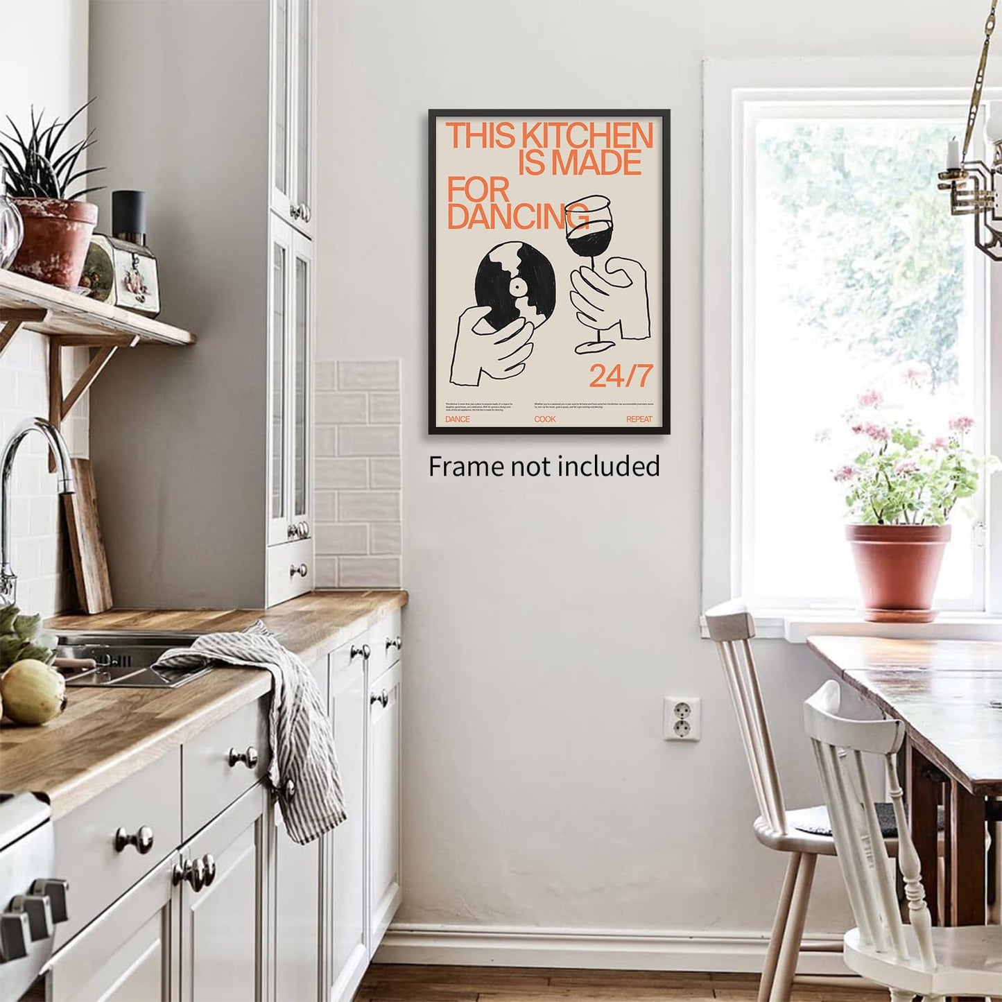 enttgo This Kitchen Is for Dancing Sign Wall Art Cocktail Alcohol Drink Poster Trendy Retro Coffee Dining Room Canvas Prints Bar Cart Wall Decor 12x16 inch Unframed