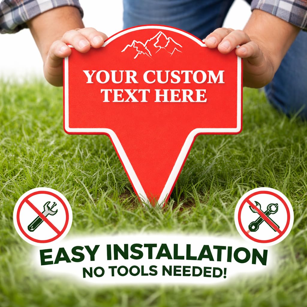 Custom Yard Stake Sign – Personlized Text, 8"x10"–11"x13", Safety Notices, Delivery Instructions, Children at Play, Pet Warnings, Easy Ground Install, Weatherproof PETG, Made in USA