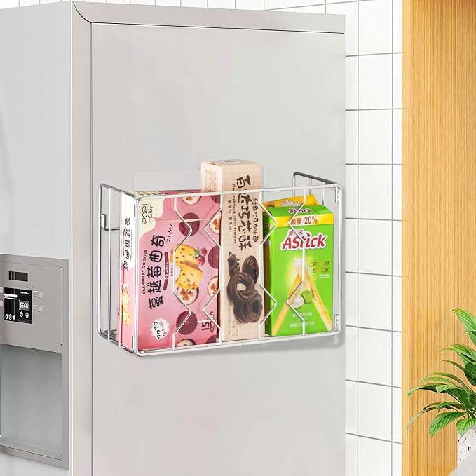 YQh Wall Mount Kitchen Wrap Organizer Rack, Cabinet Storage Basket, Aluminum Foil Rack, Mounts to Solid Cabinet Doors or Walls, Tall Basket Door Mount Cabinet Organizer