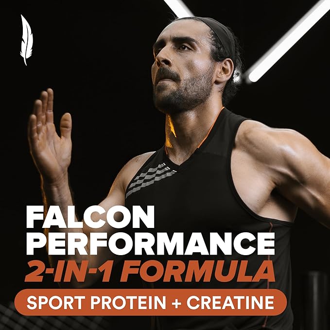 Falcon Performance Vegan Protein Powder, 31g Protein, 5g Creatine, 5g BCAA, Probiotics, Electrolytes, Pre Workout, Low Carb, Sugar Free & Dairy Free, Plant Based Chocolate Protein -47 servings