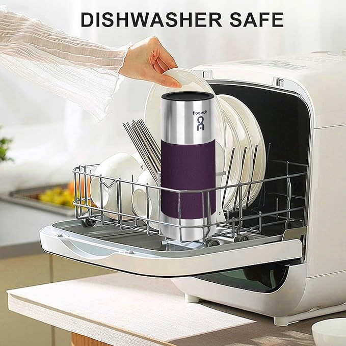Travel Coffee Mug with 360°Lid, Travel Coffee Tumbler 16 oz Leak Proof, Stainless Steel Insulated Travel Mugs for Hot and Cold Spill Proof Leak Proof (Purple)