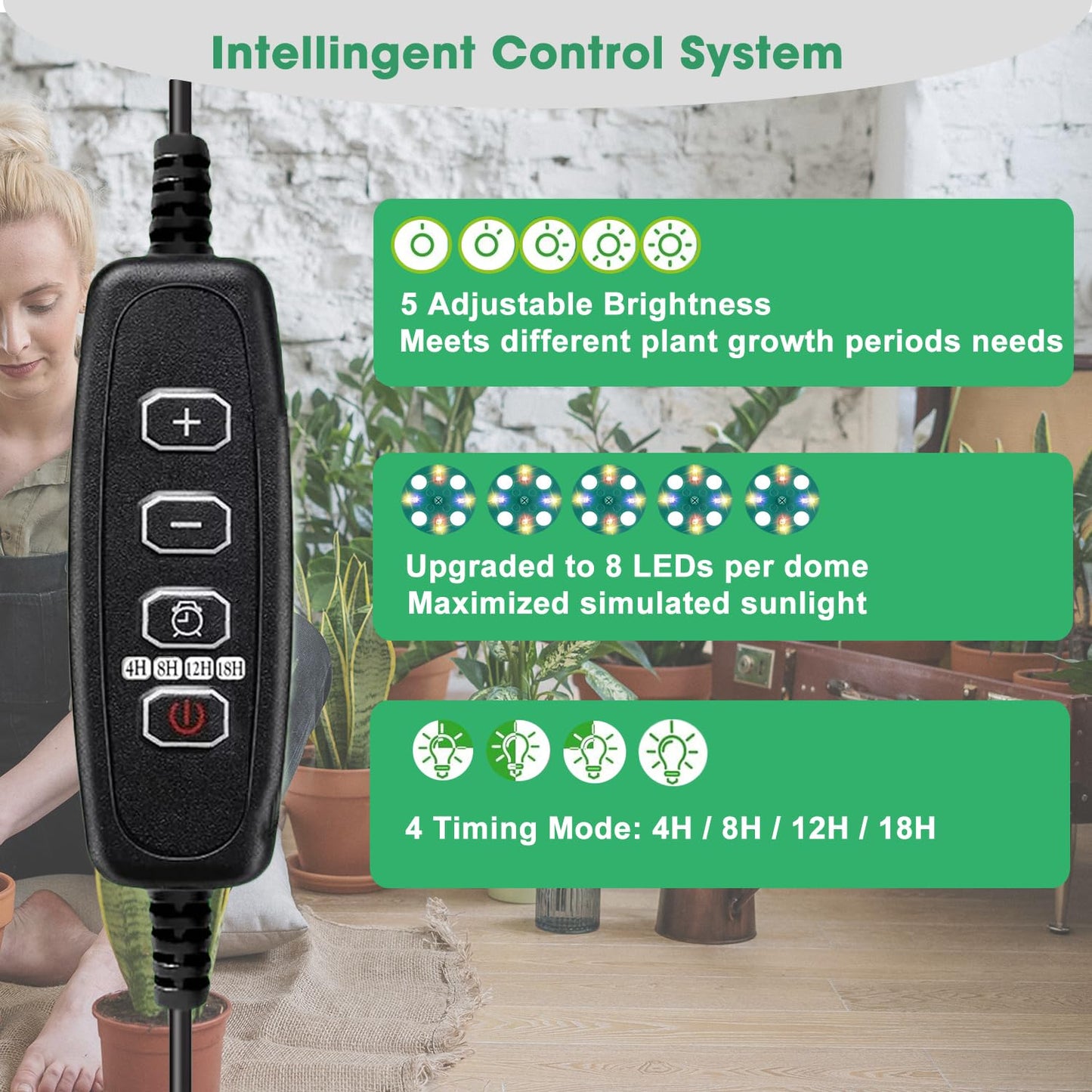 FINEST+ Seed Starter Tray with Heat Mat and Grow Light,5 Pack Seedling Starter Trays with Time Controller,Seedling Starter Tray with Adjustable Brightness,Seed Starting Kit with Adjustable Humidity