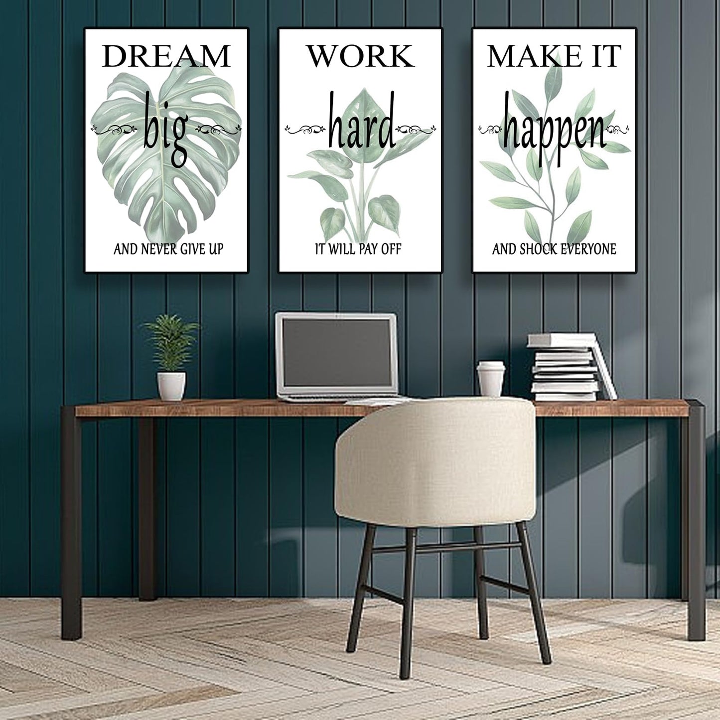 Pormipone 3Pcs Motivational Office Wall Decor Inspirational Canvas Wall Art,Quotes from Successful Entrepreneurs Wall Art Poster Canvas Print for Living Room Bedroom Study Office Home Decoration