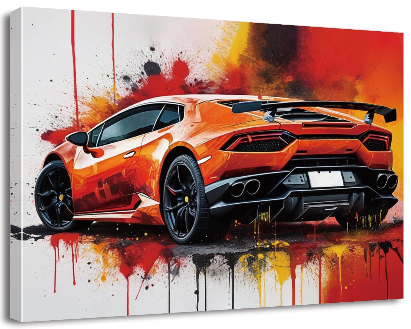 Abstract Graffiti Supercar Art Canvas Print, Framed 12x16 inch, Modern Automotive Wall Art for Car Lover's Man Cave
