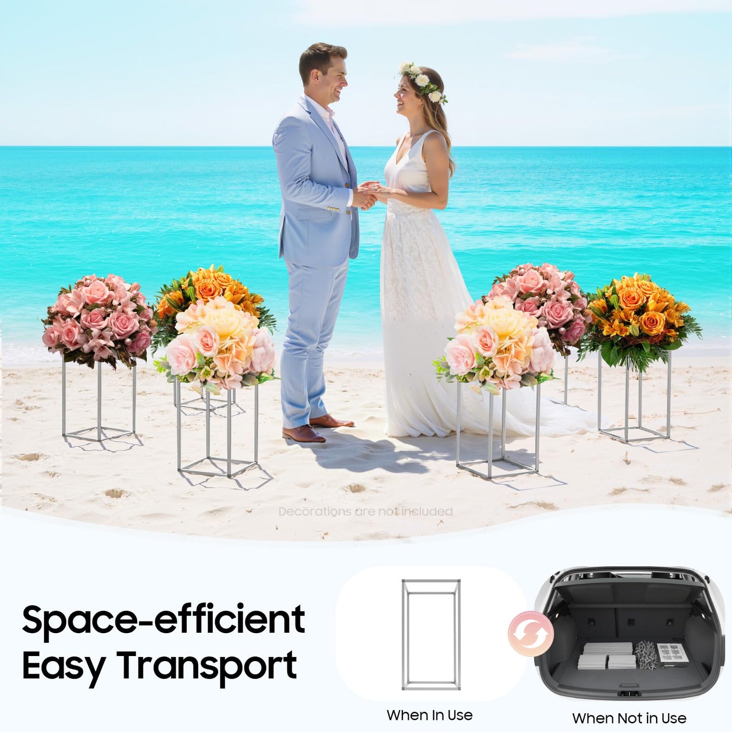 11Pcs Metal Flower Stand, 15.74inch Wedding Flower Display Stand Metal Rectangular Column Geometric Flower Stand Tall Floor Vase for Weddings Birthday Parties & Christmas Parties