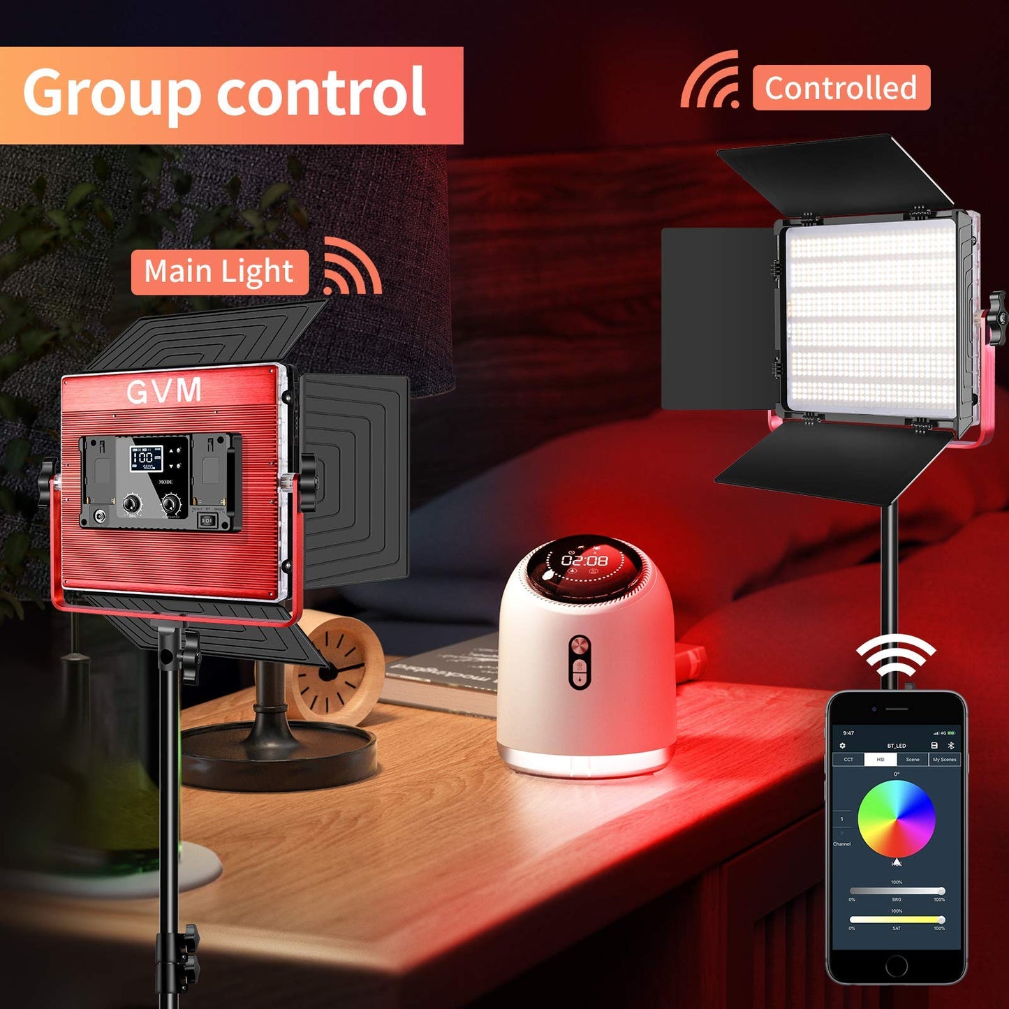 GVM 1200D RGB LED Video Light, 50W Video Lighting Kit with APP Control, 3200K-5600K Photography Lighting kit for Studio, Aluminum Alloy Shell,20 Scene Modes & CRI97+, 2-Pack with Softbox