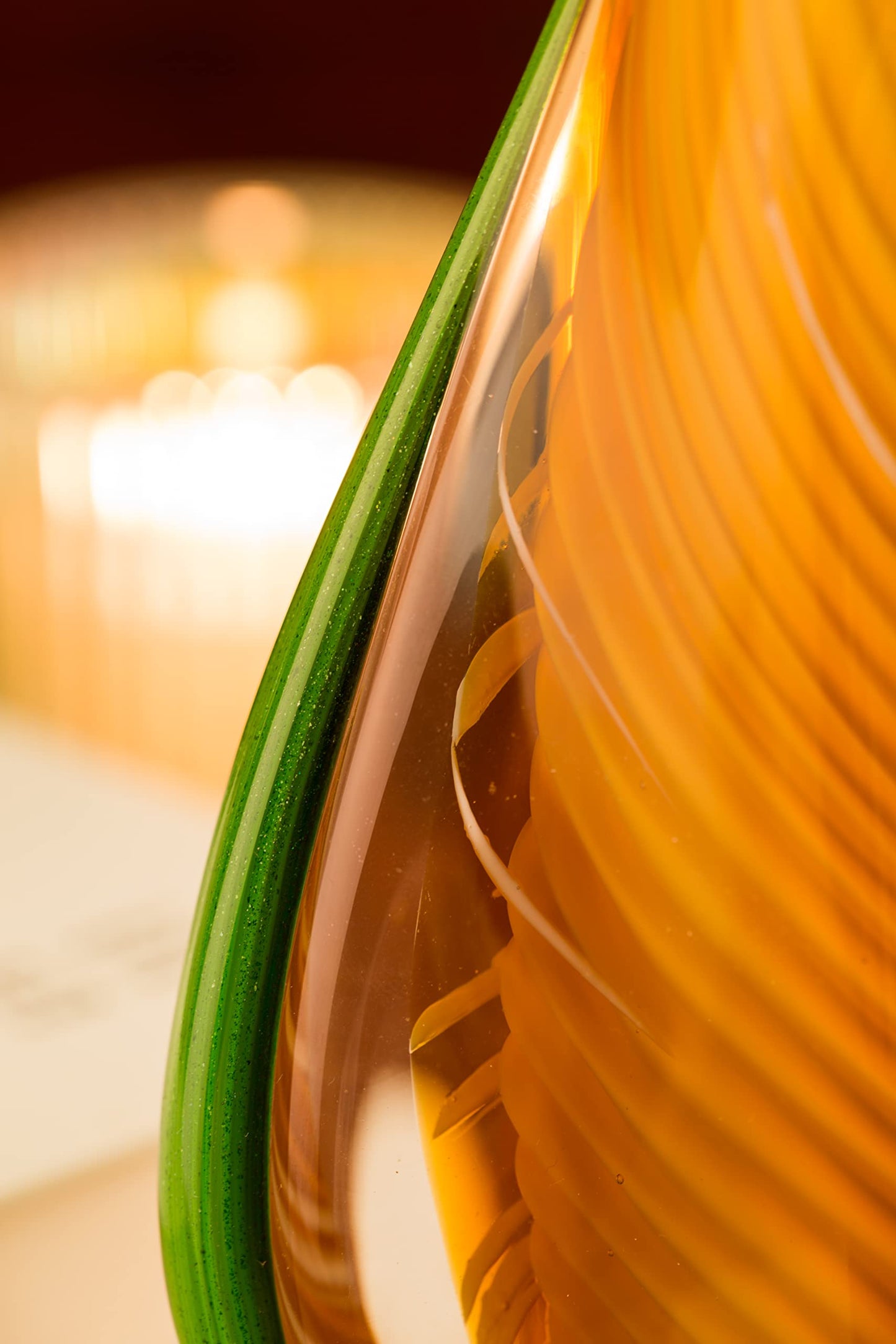 Yao Yuan Murano-Style Art Glass Sculpture, Handmade Blown Glass Statue, Yellow and Green Glass Craft Decoration