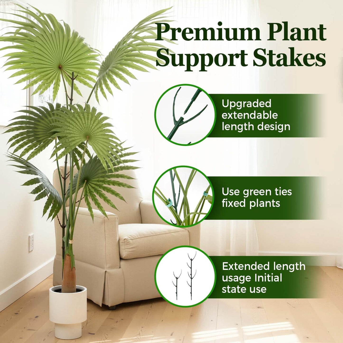 10 Pack Stackable Monstera Plant Support Stakes, Adjustable Plant Supports for Small Indoor Potted Plants, Pothos, Philodendron, Ivy & Climbing Vine Plants