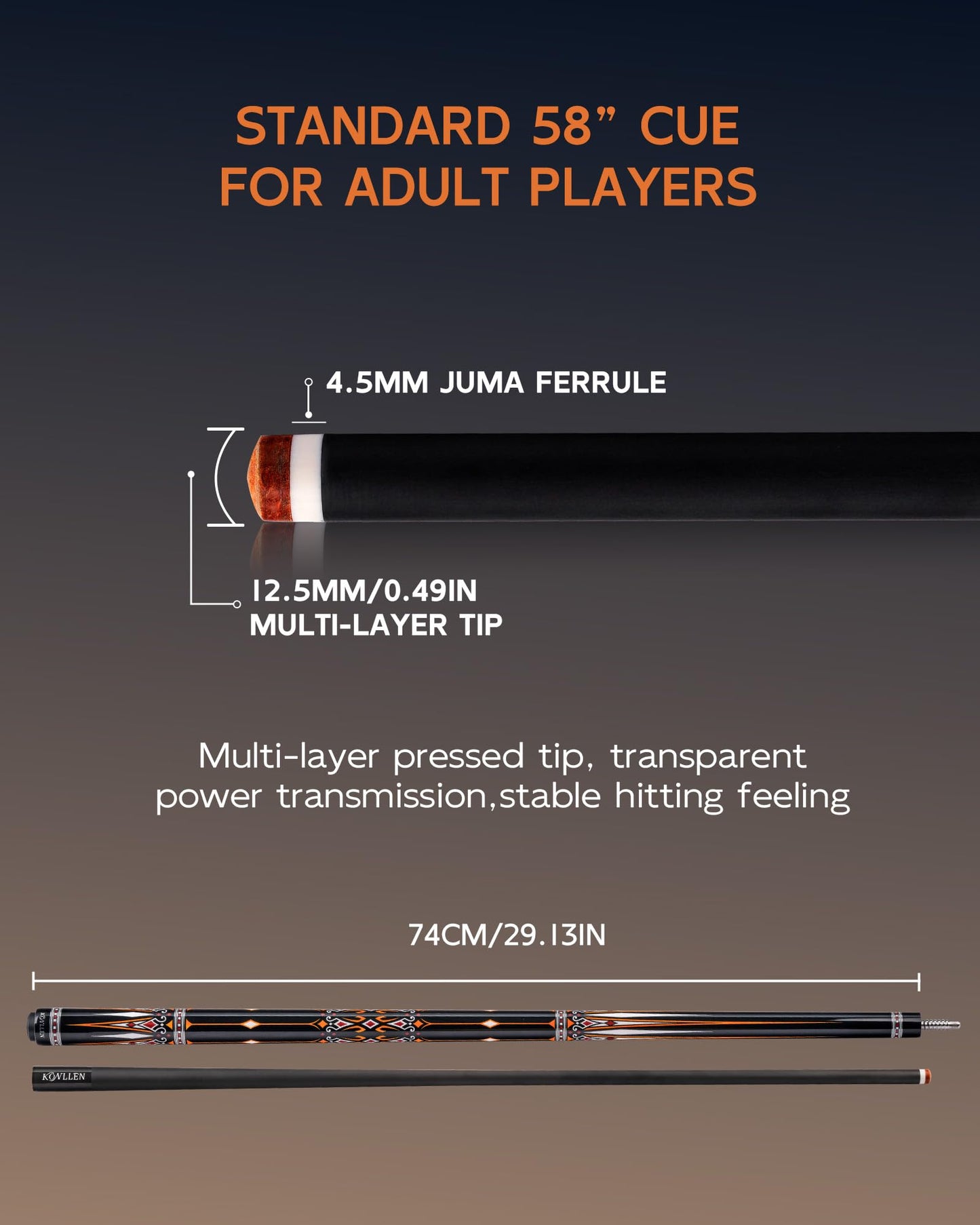 KONLLEN 2.0 Pool Cue Complete Set with Case & Extras | Carbon Fiber Pool Cue with Professional Taper | Low Deflection Shaft for Adults & League Players