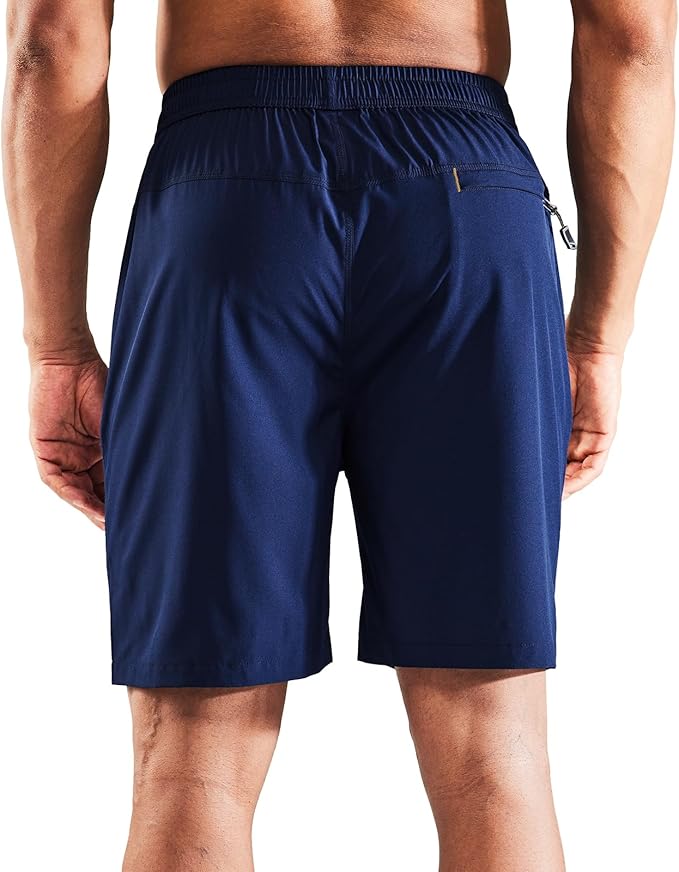MIER Men's Quick Dry Running Shorts with Zipper Pocket, Elastic Waist Athletic Workout Exercise Fitness Shorts, 7 Inch