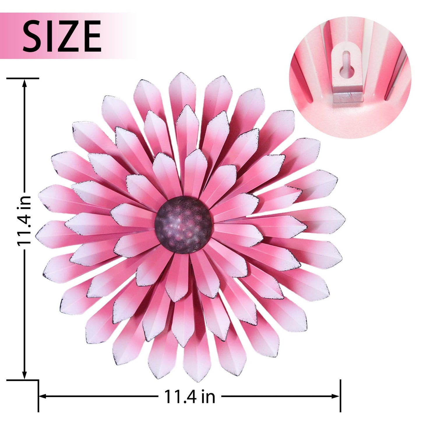 AHYS Metal Flowers Wall Decor Indoor Outdoor Metal Wall Art for Farmhouse Home Living Room Bedroom Bathroom Garden Decor – Pink
