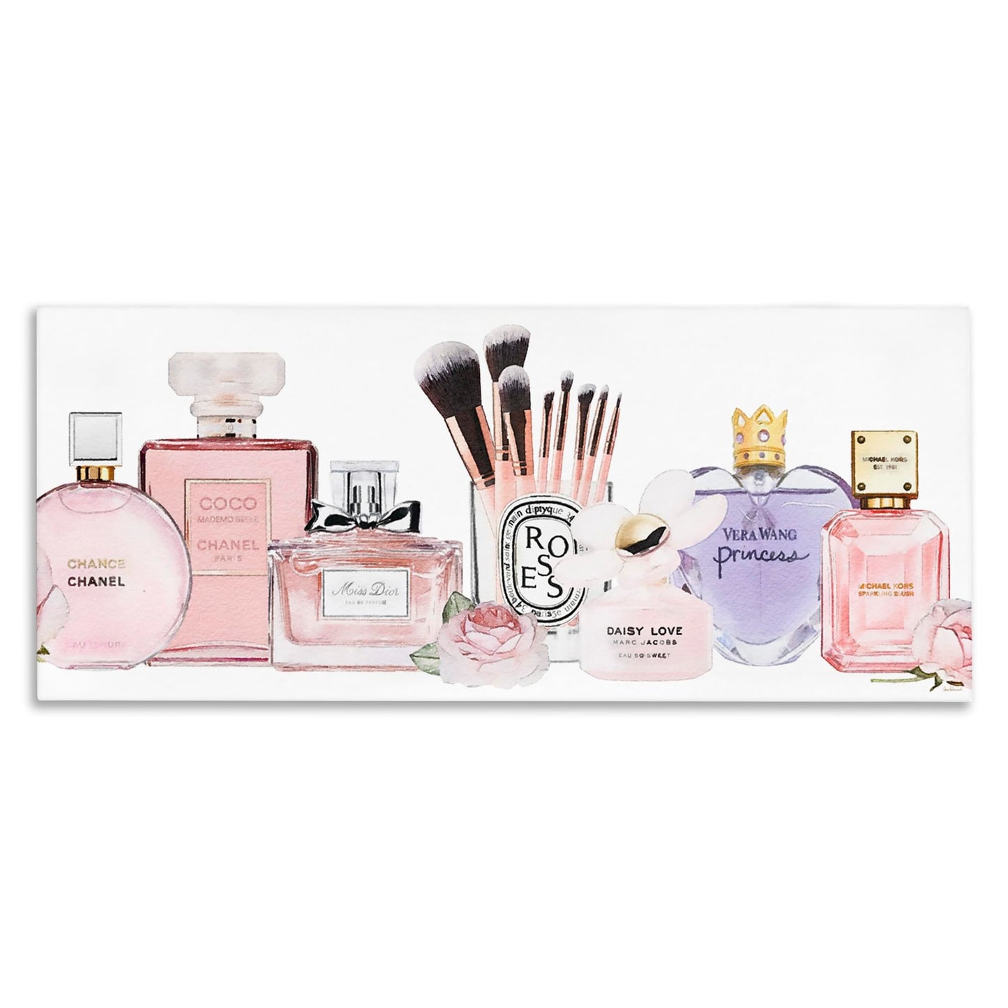 Stupell Industries Fashion Fragrance Glam Accessories, Designed By Amanda Greenwood, 30 x 13, Canvas Wall Art