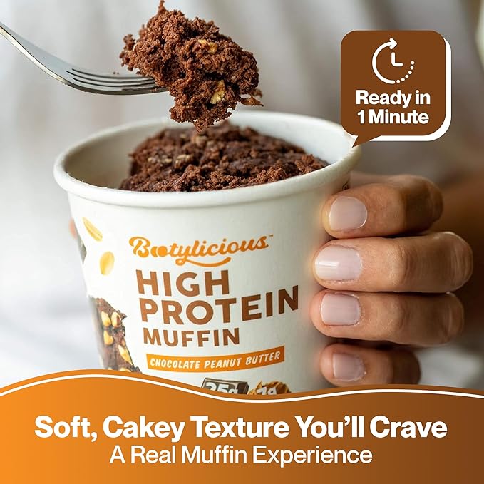 Bootylicious | High-Protein Muffin | Chocolate Lovers | 25g Protein, 7g Net Carbs, Low Glycemic Index, 12-Pack