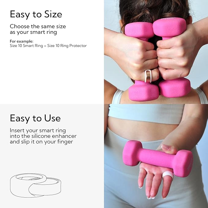 Rinfit Smart Ring Protector - Silicone Ring Enhancer for Active Lifestyle and Gym - StyleFit U.S. Design Patent - Pink, Size 13
