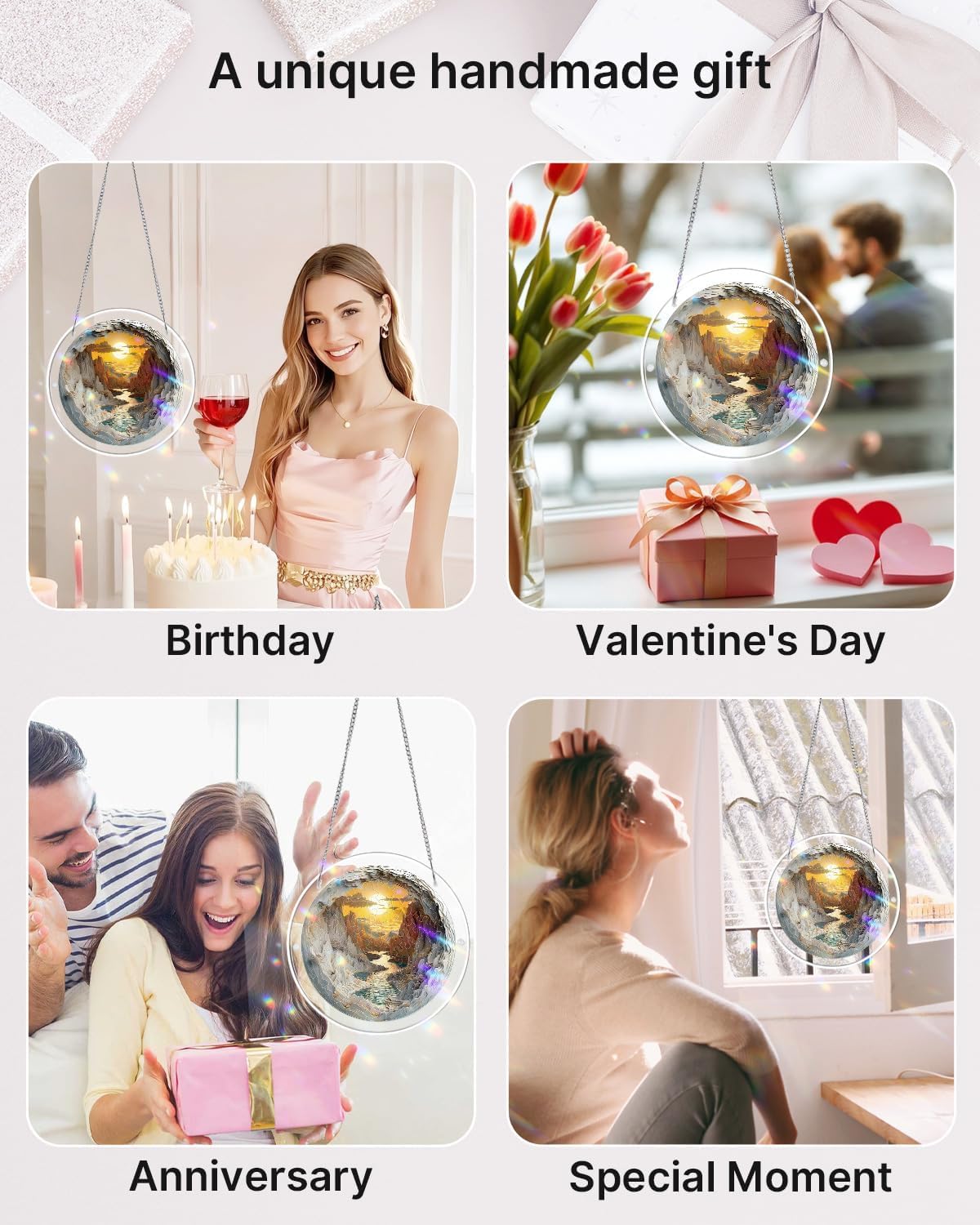 Acrylic Puzzles Suncatcher Window Hanging, Sunset Canyon Puzzle, Acrylic Suncatcher for Doors Garden, Mother's Day Christmas Birthday Gifts for Women Men (M - 8.2 * 8.2 in)