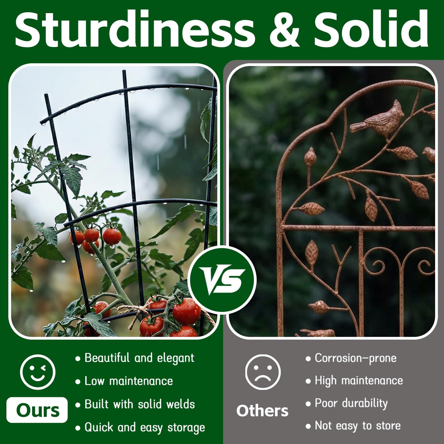 Thealyn 4 Pack 43" Metal Plant Trellis for Pots & Garden Beds, Rustproof Support for Indoor Outdoor Climbing Plants, Vines, Flowers, Fan Shaped, Black