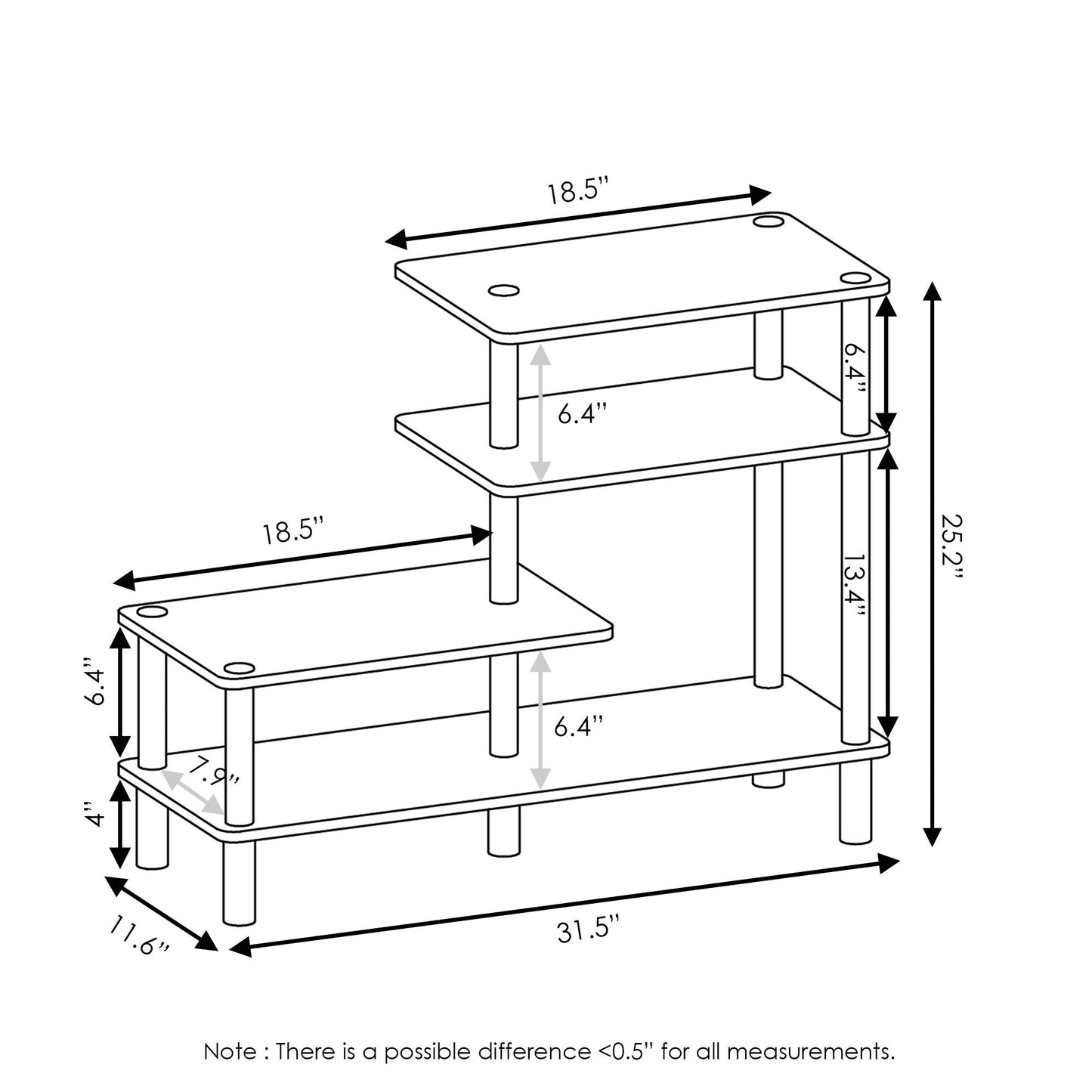 Furinno Ladder Bookcase Display Shelf, 5-Tier, Espresso