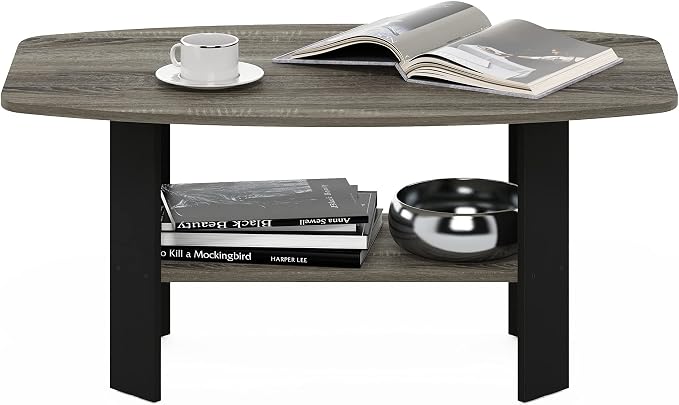 Furinno Simple Design Coffee Table, French Oak Grey/Black