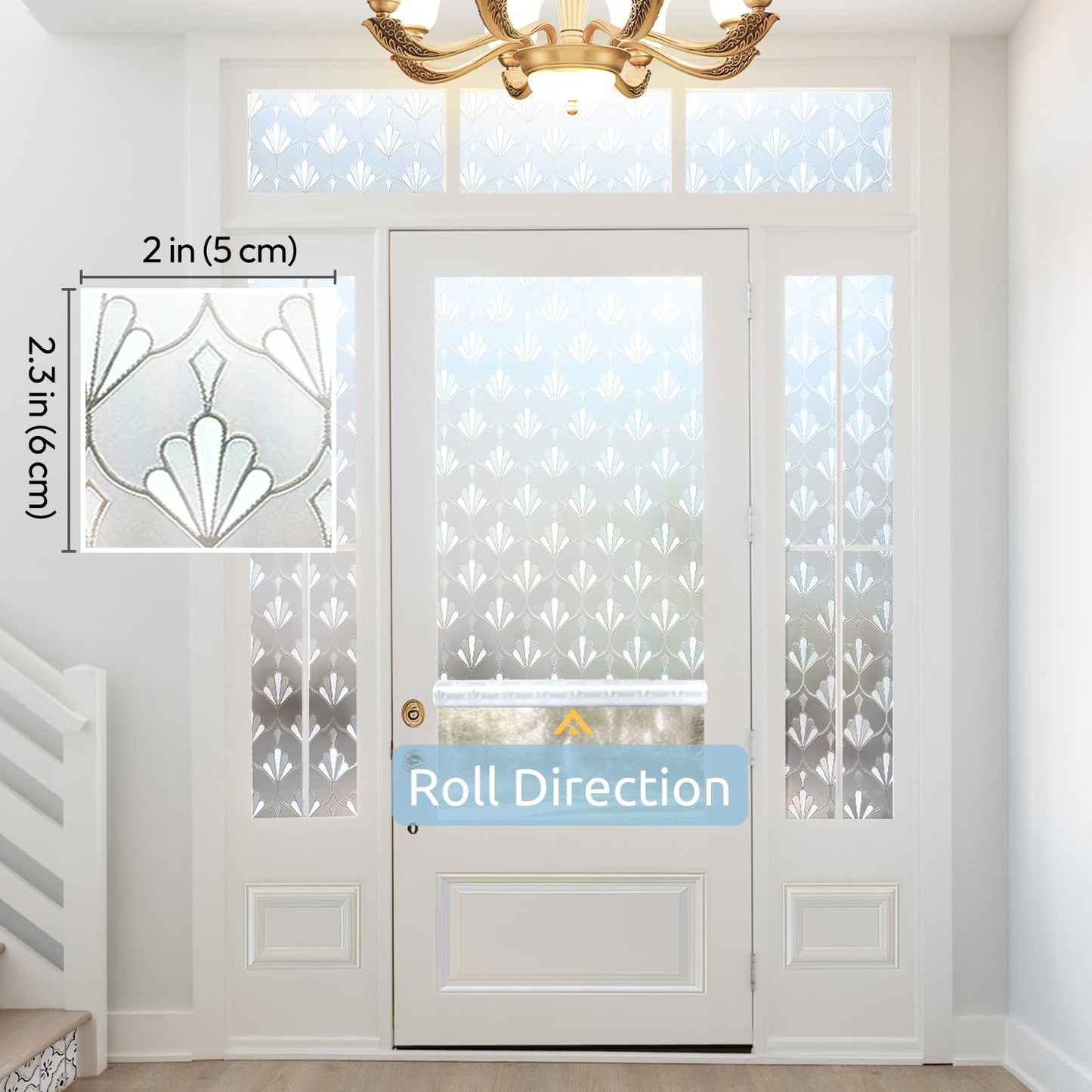 rabbitgoo Privacy Window Film Non Adhesive Frosted Glass Sun Blocking Self Static Cling Decorative for Home Kitchen Living Room, Removable and Reusable, 17.5 x 78.7 inches